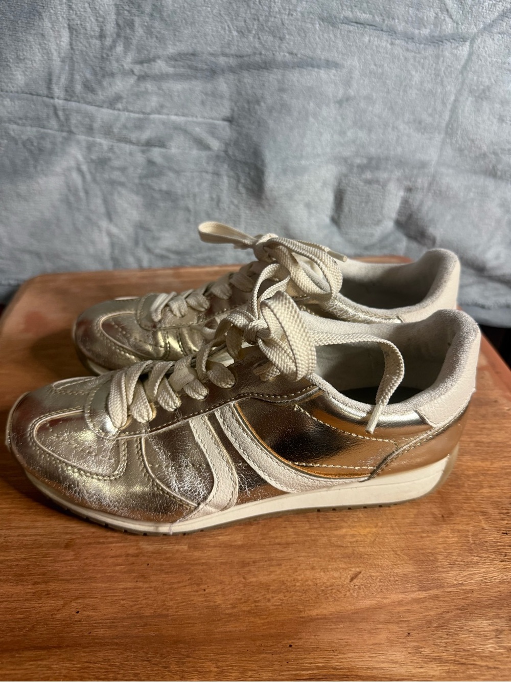 Stradivarius Metallic Gold Women's Athletic Sneakers